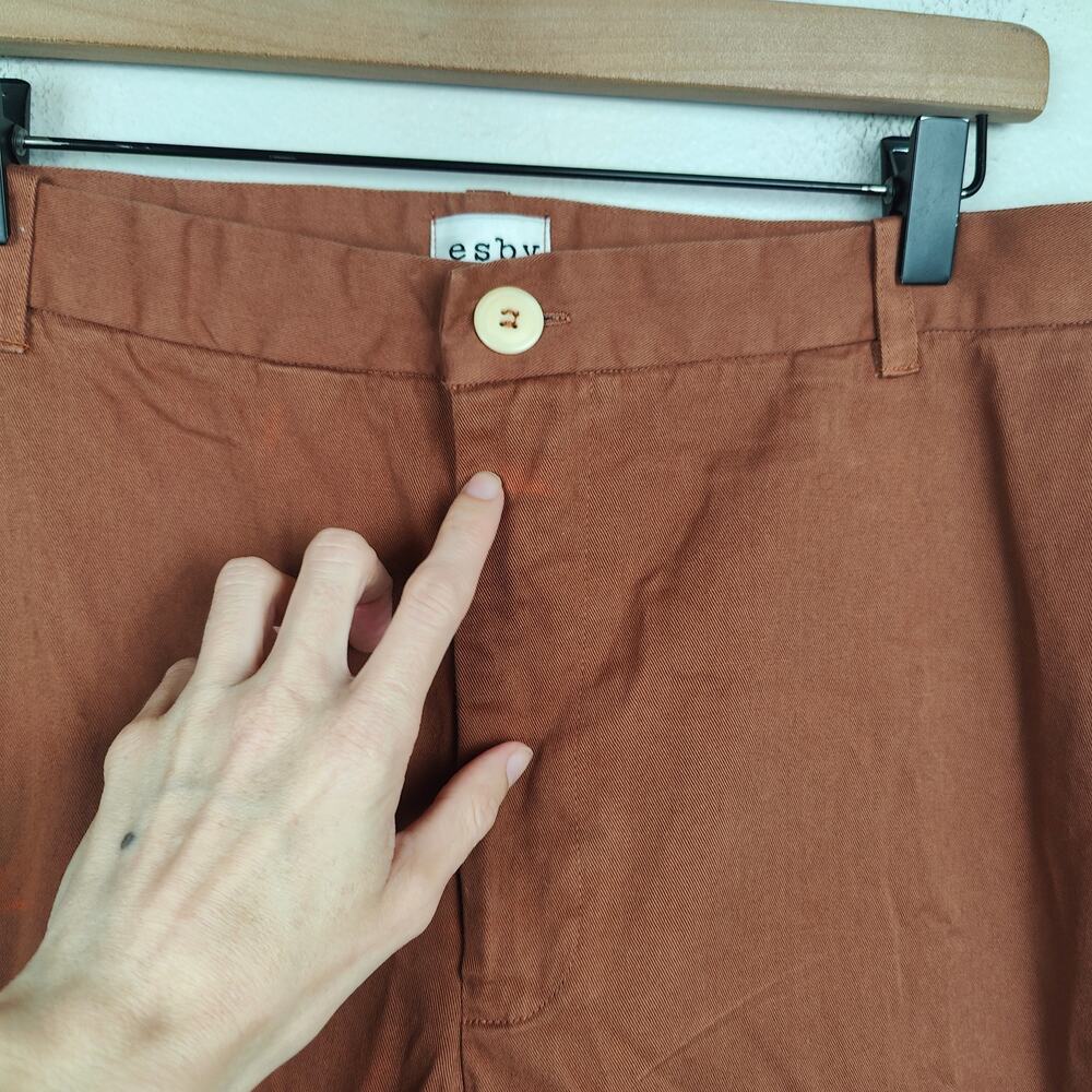 Esby Chino Pants Mens 34 Rust Clay Orange‎ Preppy Slow Fashion Minimalist FLAW - Picture 5 of 12